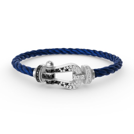 [Raffine]FORCE LARGE HORSESHOE BLACK WHITE DIAMOND BRACELET SILVER