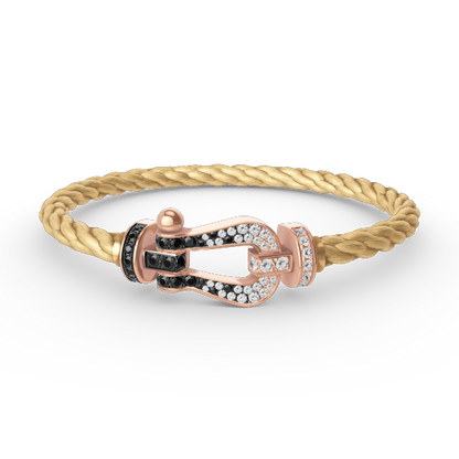 [Raffine]FORCE LARGE HORSESHOE BLACK WHITE DIAMOND BRACELET ROSE GOLD