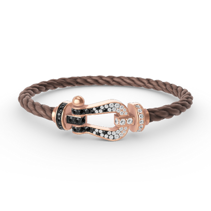 [Raffine]FORCE LARGE HORSESHOE BLACK WHITE DIAMOND BRACELET ROSE GOLD