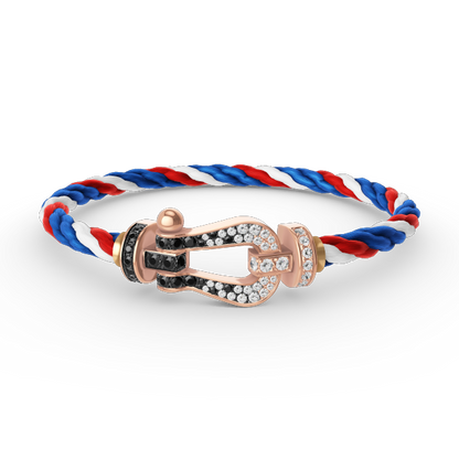[Raffine]FORCE LARGE HORSESHOE BLACK WHITE DIAMOND BRACELET ROSE GOLD