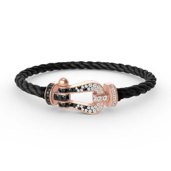 [Raffine]FORCE LARGE HORSESHOE BLACK WHITE DIAMOND BRACELET ROSE GOLD