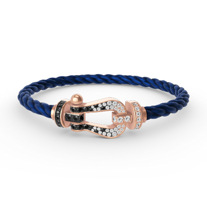 [Raffine]FORCE LARGE HORSESHOE BLACK WHITE DIAMOND BRACELET ROSE GOLD