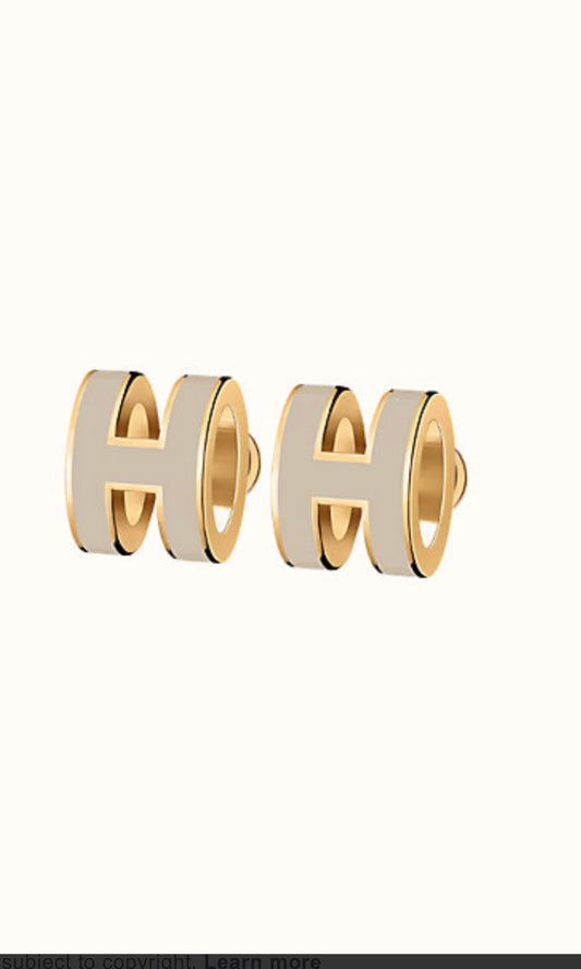 [Raffine]MINI POP H GOLD EARRINGS GREY