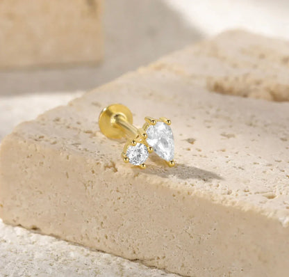 [Raffine]Kate Flat Back Diamond Stud