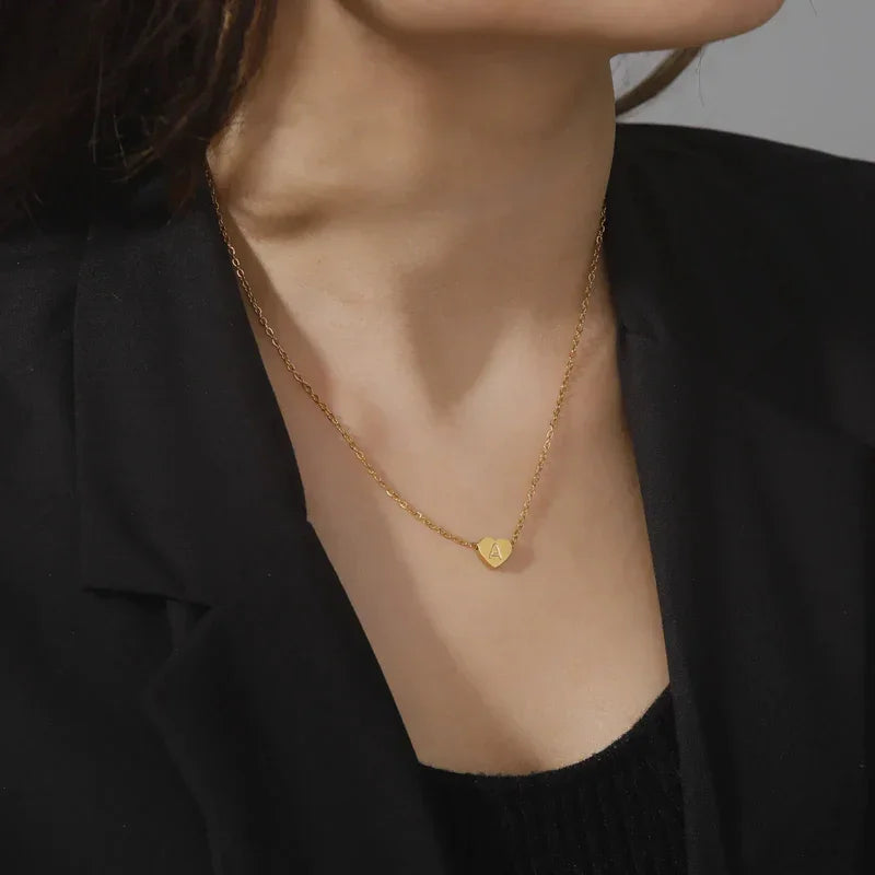 [Raffine]Heart Initial Gold Necklace