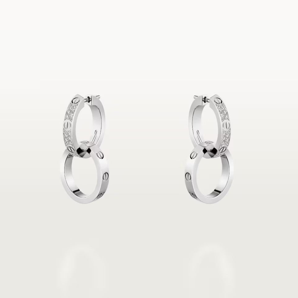 [Raffine]LOVE 3.3MM DANGLE HALF DIAMOND EARRINGS