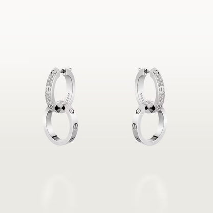 [Raffine]LOVE 3.3MM DANGLE HALF DIAMOND EARRINGS