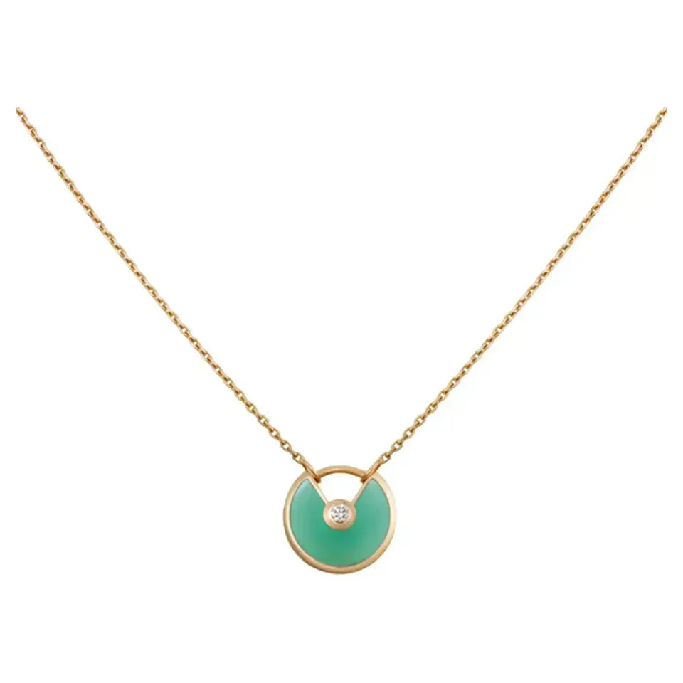 [Raffine]COLLAR AMULETTE MALAQUITA ORO