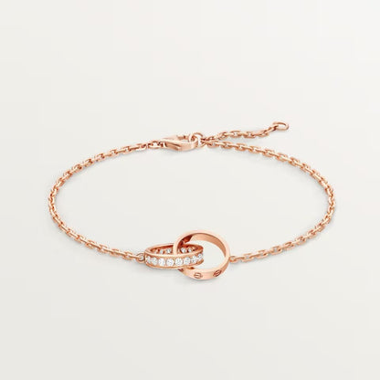 [Raffine]LOVE DOUBLE RING HALF DIAMOND BRACELET