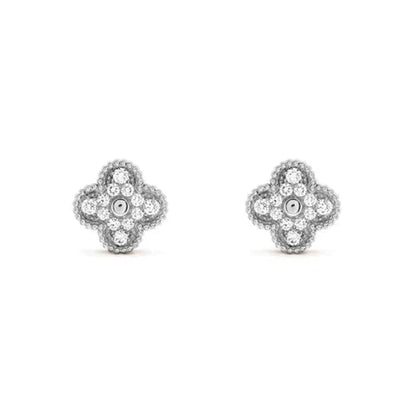 [Raffine]CLOVER 1 MOTIFS DIAMOND STUD EARRINGS SILVER