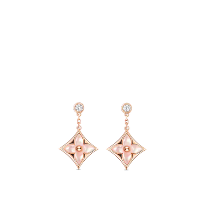 [Raffine]DOUBLE STAR PINK GOLD MOP DROP EARRINGS