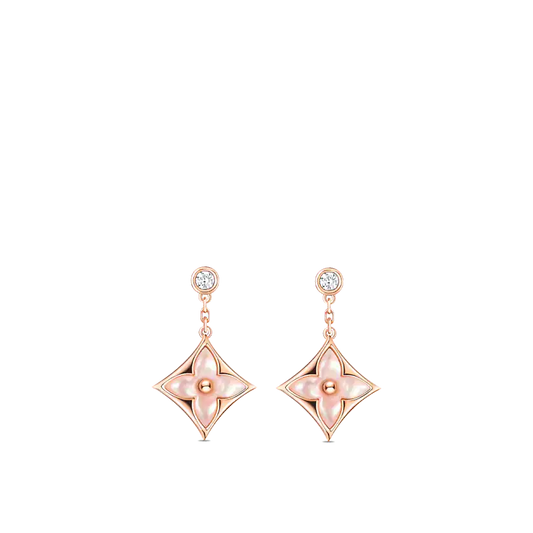 [Raffine]DOUBLE STAR PINK GOLD MOP DROP EARRINGS