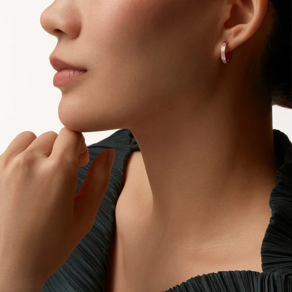 [Raffine]LOVE 3.3MM DANGLE HALF DIAMOND EARRINGS