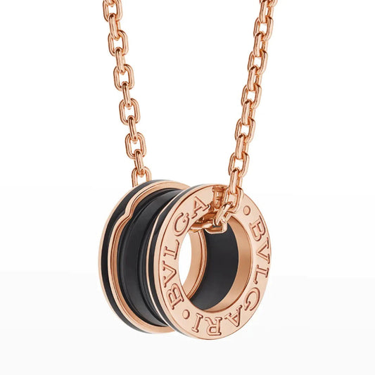 [Raffine]ZERO 1 BLACK CERAMIC PINK GOLD NECKLACE