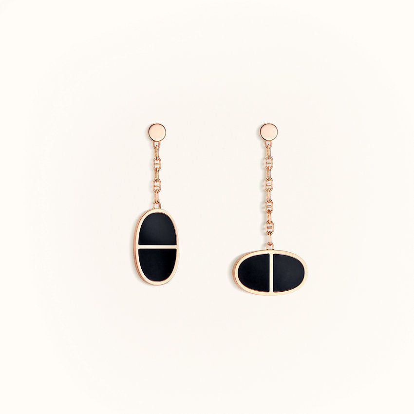 [Raffine]CHAINE VERSO BLACK CERAMIC EARRINGS