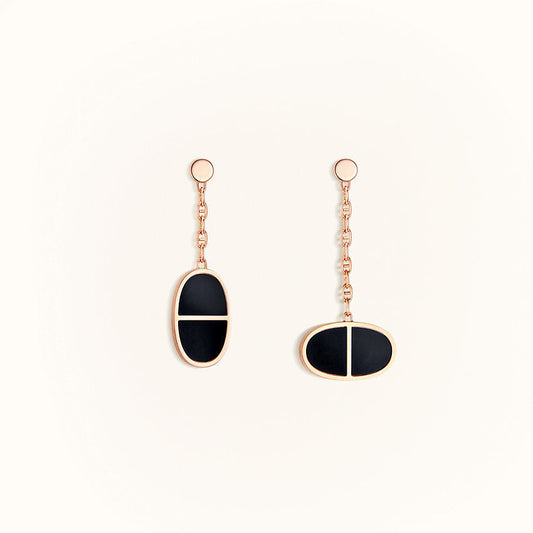 [Raffine]CHAINE VERSO BLACK CERAMIC EARRINGS