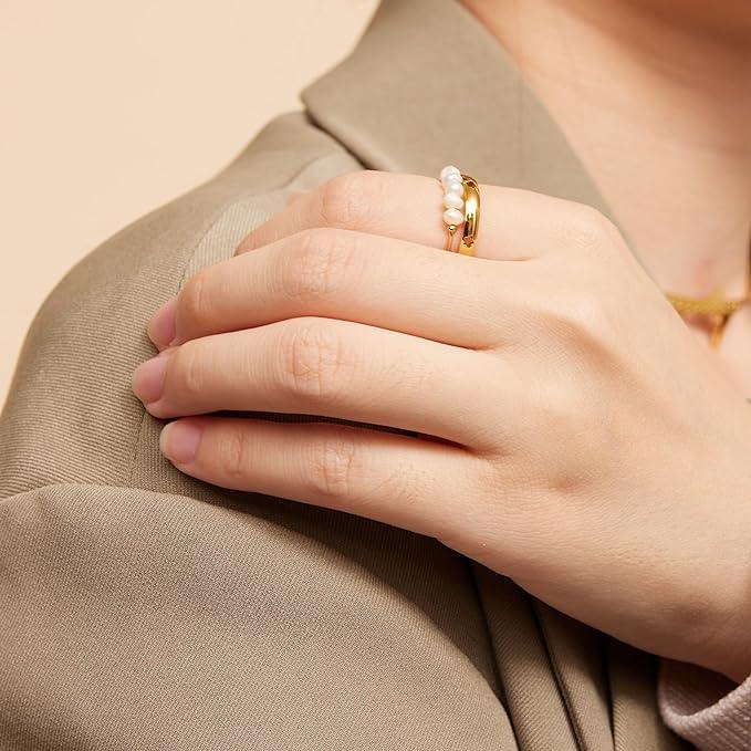 [Raffine]Magnolia Freshwater Pearl Gold Ring