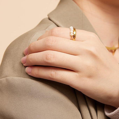 [Raffine]Magnolia Freshwater Pearl Gold Ring