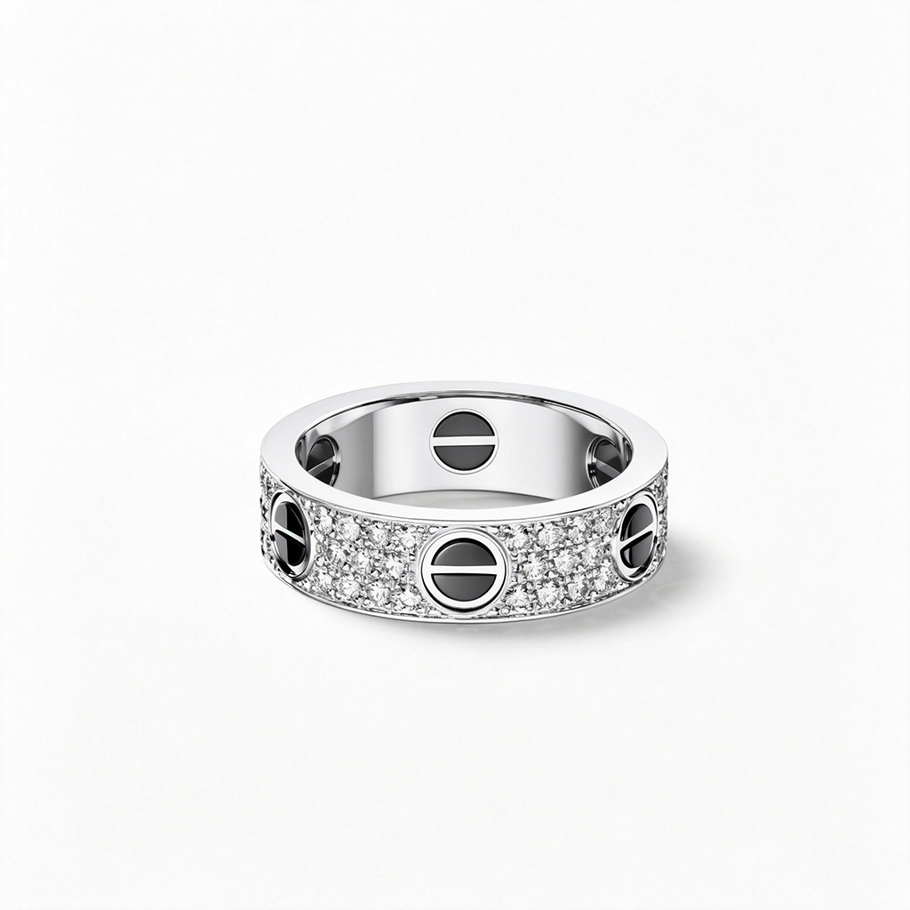 [Raffine]LOVE RING 5.5MM DIAMONDS PAVED CERAMIC
