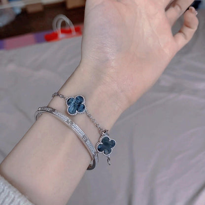 [Raffine]CLOVER 5 MOTIF PIETERSITE SILVER BRACELET