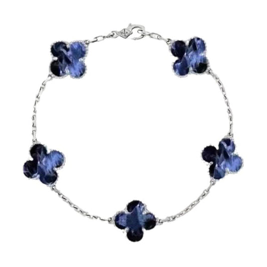 [Raffine]CLOVER 5 MOTIF PIETERSITE SILVER BRACELET