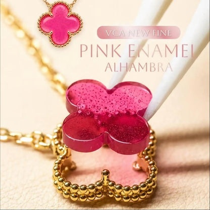 [Raffine] NEW CLOVER 15MM PINK ENAMEL NECKLACE