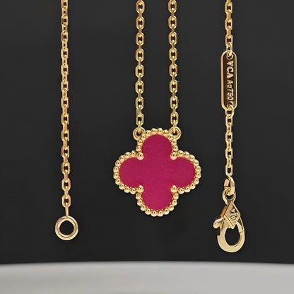 [Raffine] NEW CLOVER 15MM PINK ENAMEL NECKLACE