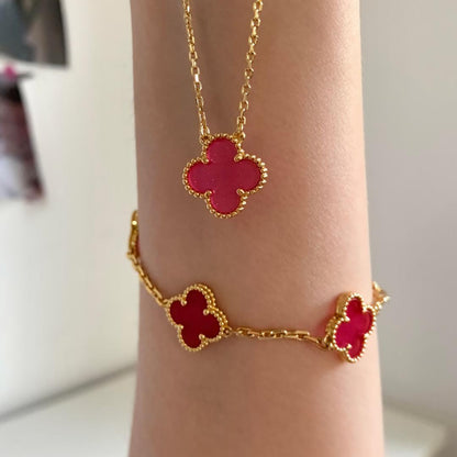 [Raffine] NEW CLOVER 15MM PINK ENAMEL NECKLACE