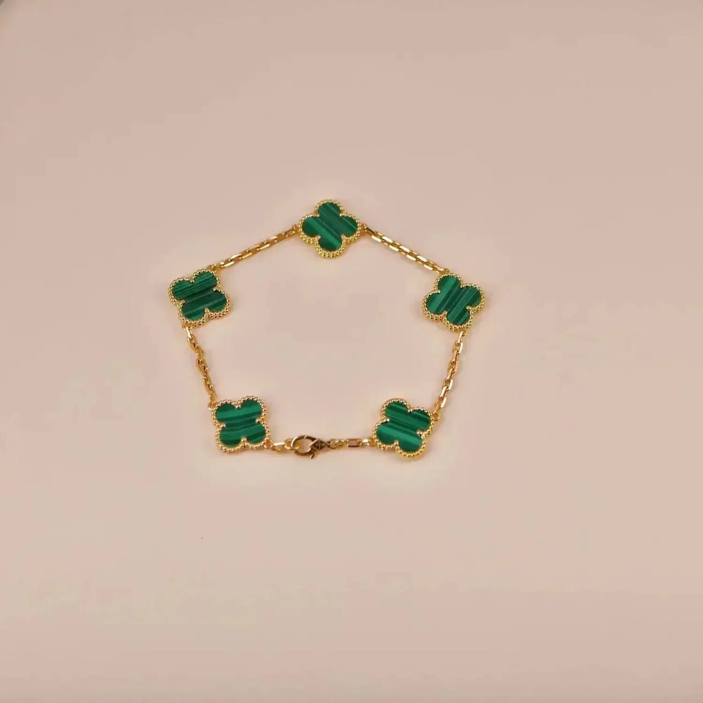[Raffine]CLOVER 5 MOTIFS MALACHITE BRACELET