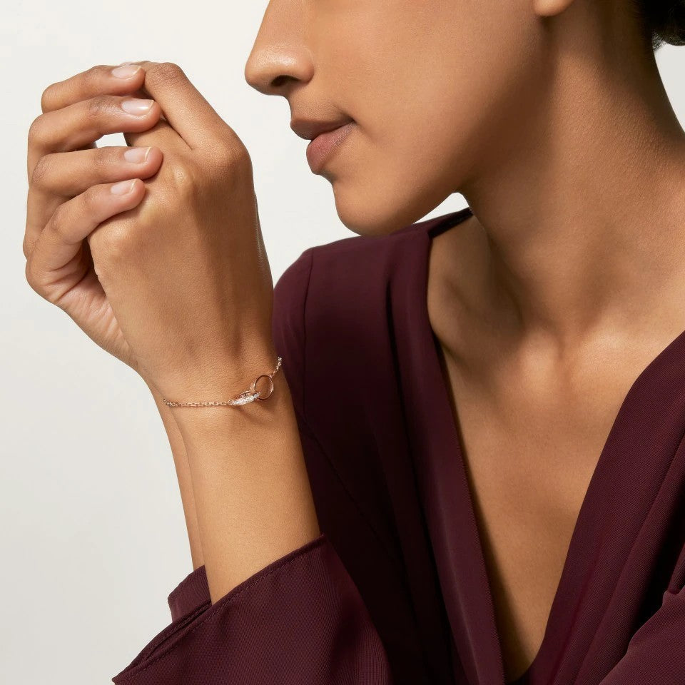 [Raffine]LOVE DOUBLE RING HALF DIAMOND BRACELET