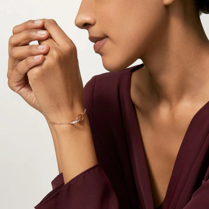 [Raffine]LOVE DOUBLE RING HALF DIAMOND BRACELET
