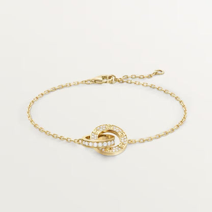 [Raffine]LOVE DOUBLE RING FULL DIAMOND BRACELET