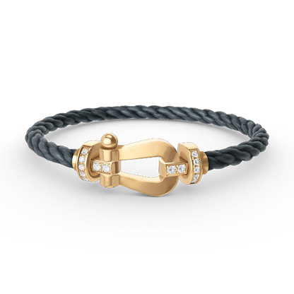 [Raffine]FORCE LARGE HORSESHOE HALF DIAMOND BRACELET GOLD