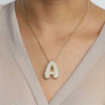 [Raffine]Bubble Initial Diamond Necklace