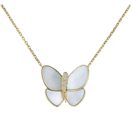 [Raffine] COLLAR DE MARIPOSA CON DIAMANTES Y MOPA DE ORO