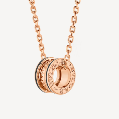 [Raffine]ZERO 1 ROCK PEDANT PINK GOLD BLACK NECKLACE