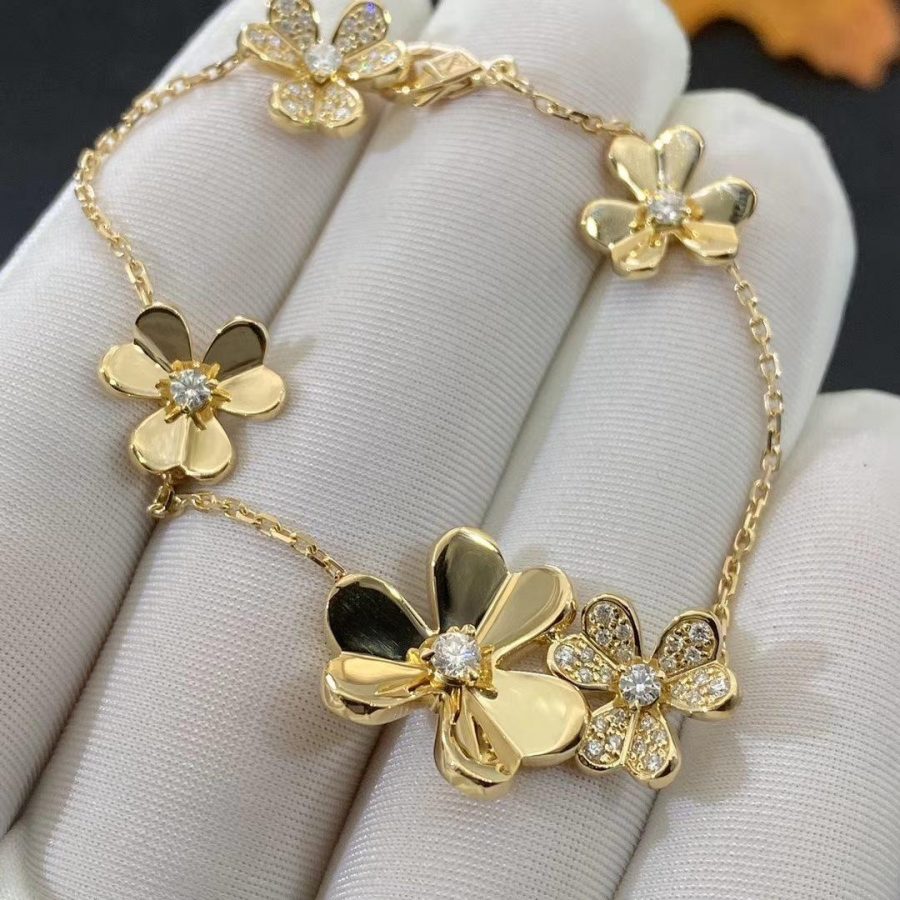 [Raffine]FRIVOLE GOLD 5 FLOWERS BRACELET