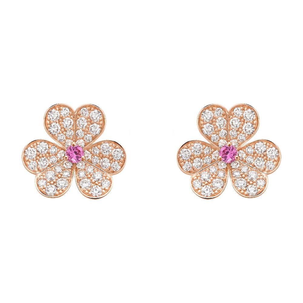 [Raffine]FRIVOLE PINK GOLD FLOWER DIAMOND EARRINGS