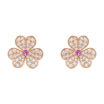 [Raffine]FRIVOLE PINK GOLD FLOWER DIAMOND EARRINGS