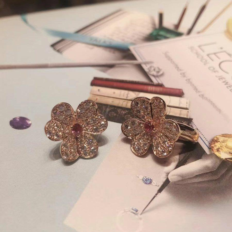 [Raffine]FRIVOLE PINK GOLD FLOWER DIAMOND EARRINGS