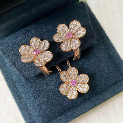 [Raffine] COLLAR FRIVOLE DE FLOR DE ORO ROSA CON DIAMANTES