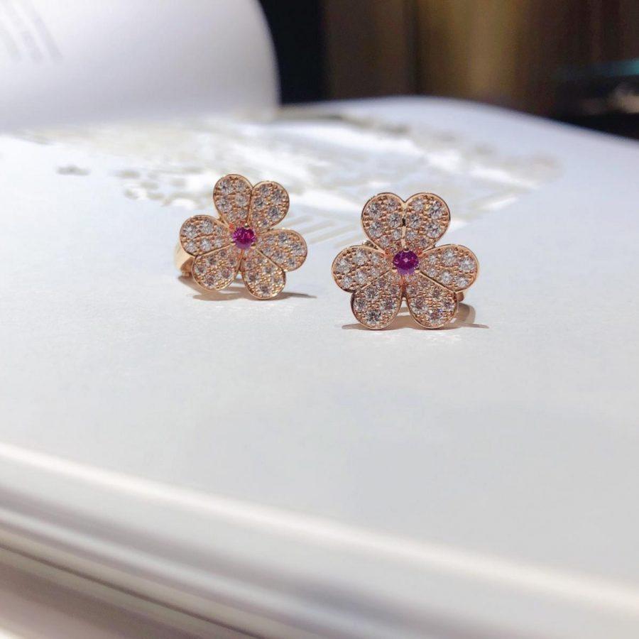 [Raffine]FRIVOLE PINK GOLD FLOWER DIAMOND EARRINGS