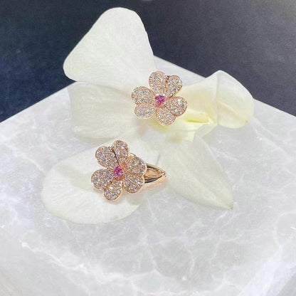 [Raffine]FRIVOLE PINK GOLD FLOWER DIAMOND EARRINGS
