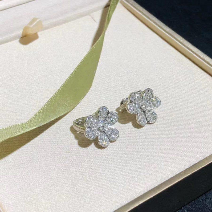 [Raffine]FRIVOLE SILVER FLOWER DIAMOND EARRINGS