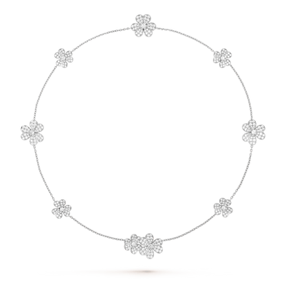 [Raffine] COLLAR FRIVOLE DE PLATA CON 9 FLORES