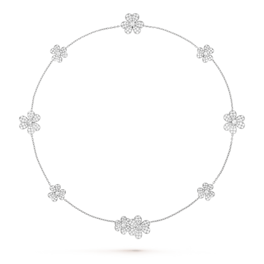 [Raffine] COLLAR FRIVOLE DE PLATA CON 9 FLORES