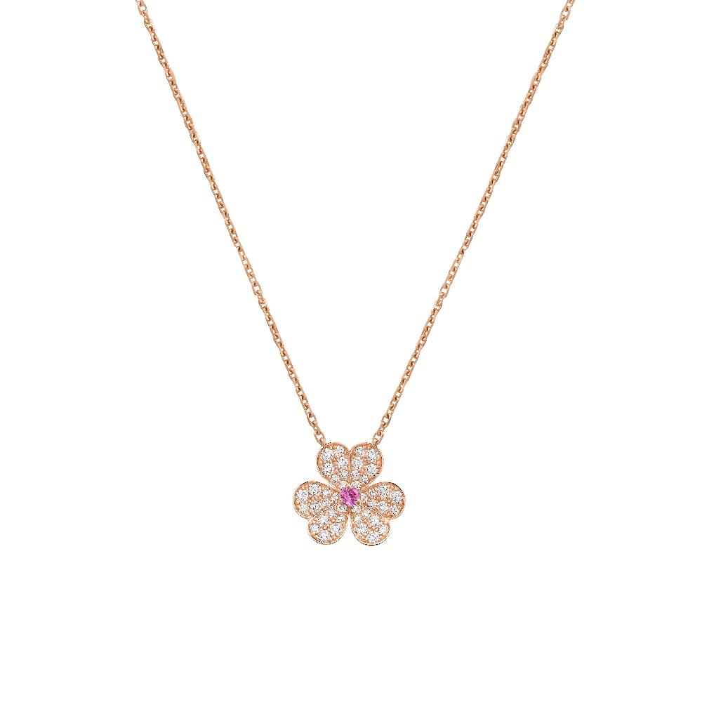 [Raffine] COLLAR FRIVOLE DE FLOR DE ORO ROSA CON DIAMANTES