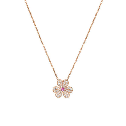 [Raffine] COLLAR FRIVOLE DE FLOR DE ORO ROSA CON DIAMANTES