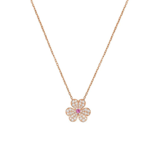 [Raffine] COLLAR FRIVOLE DE FLOR DE ORO ROSA CON DIAMANTES