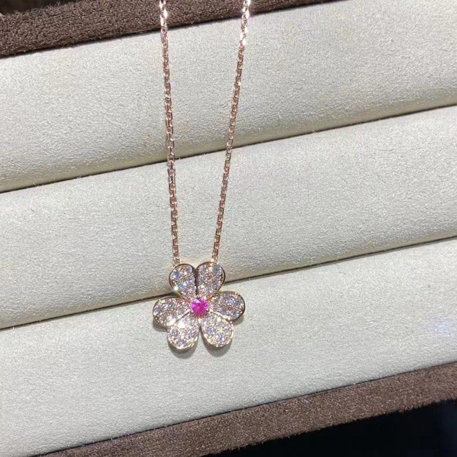 [Raffine] COLLAR FRIVOLE DE FLOR DE ORO ROSA CON DIAMANTES